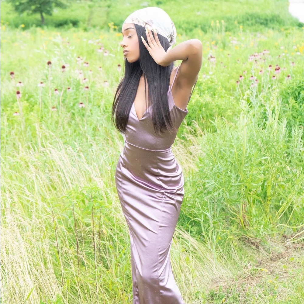 Satin Lavender Gown Dress